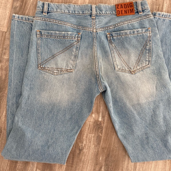 Zadig & Voltaire "Erini Show" Light Blue Wash Button Fly Mid Rise Jeans. - Picture 5 of 9